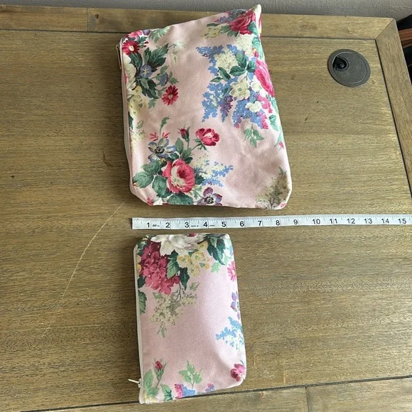 Vintage Women’s Canvas Cosmetic Bags Set of 3. Claire Floral Print. Waterproof. - Picture 8 of 13